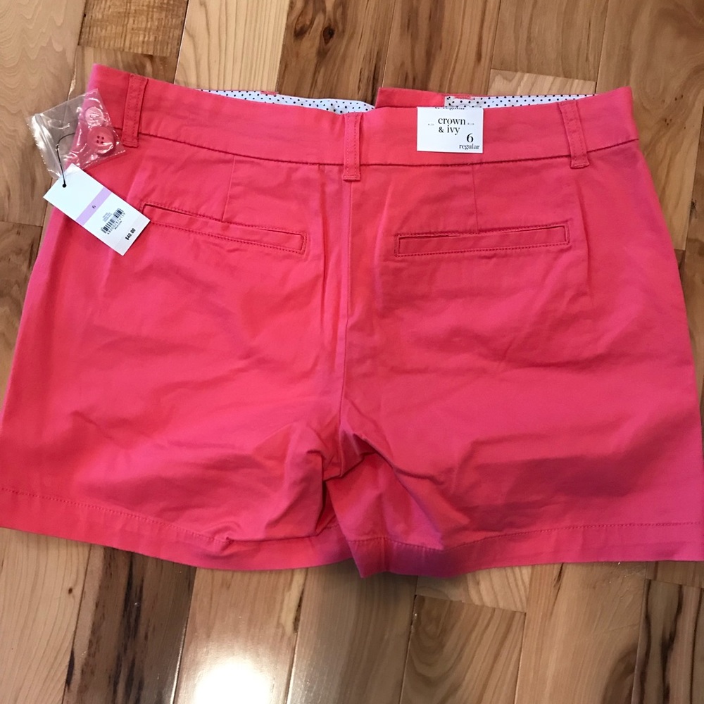 Crown and Ivy shorts size 6 coral reef pink NWT